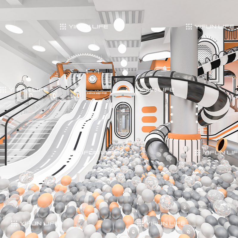 Custom Indoor Children's Playground Interactive Play Area Racing Car Ball Pool Restaurant
