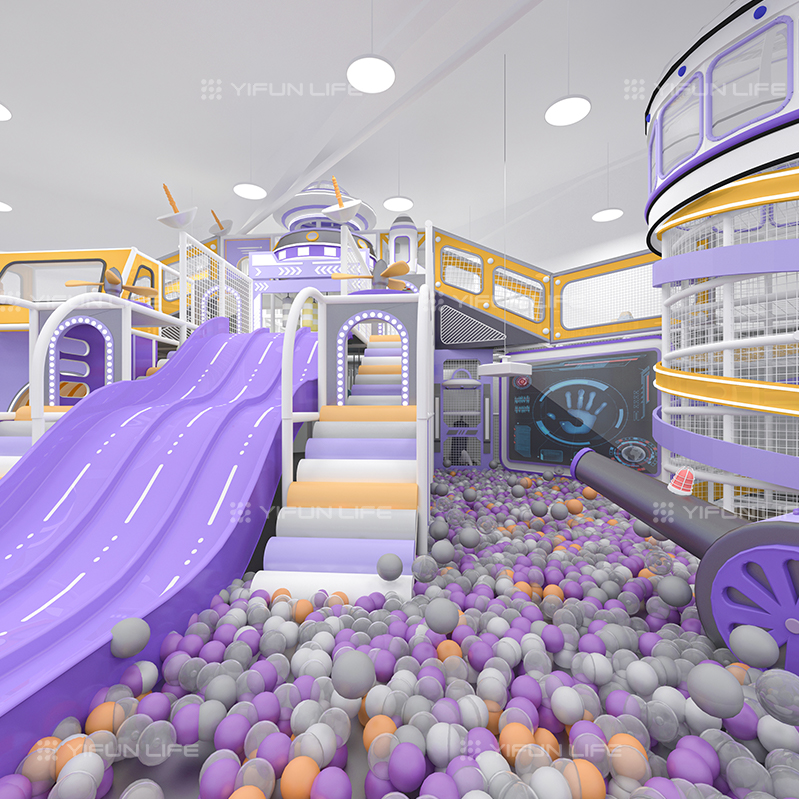 Large-Scale Naughty Castle Indoor Children's Playground Custom Mini Train Interactive Play Area