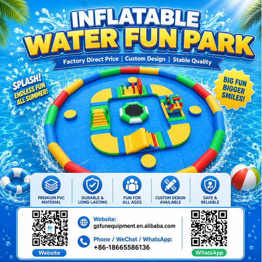Commercial Circular Inflatable Water Park with Floating Obstacle Course and Trampoline